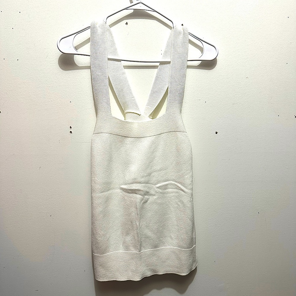 LOFT Cross Back knit sweater tank top in white